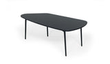 47" Black Faux Marble And Steel Free Form Coffee Table