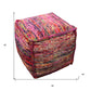 18" Pink Wool Cube Pouf Ottoman
