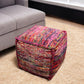 18" Pink Wool Cube Pouf Ottoman