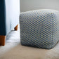 18" Blue and Beige Wool Cube Trellis Pouf Ottoman