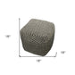 18" Black and Ivory Wool Cube Geometric Pouf Ottoman