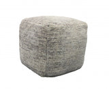 18" Gray Wool Cube Pouf Ottoman