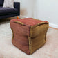 18" Pink and Orange Jute Cube Pouf Ottoman