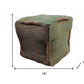 18" Green and Brown Jute Cube Pouf Ottoman