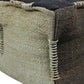 18" Black and Taupe Jute Cube Pouf Ottoman
