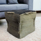 18" Black and Taupe Jute Cube Pouf Ottoman