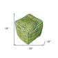 18" Green Recycled Silk and Cotton Blend Cube Pouf Ottoman