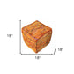 18" Orange Recycled Silk and Cotton Blend Cube Pouf Ottoman