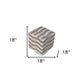 18" Gray and Beige Hair on Hide Cube Chevron Pouf Ottoman