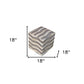 18" Gray and Beige Hair on Hide Cube Chevron Pouf Ottoman