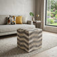 18" Gray and Beige Hair on Hide Cube Chevron Pouf Ottoman