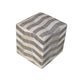 18" Gray and Beige Hair on Hide Cube Chevron Pouf Ottoman