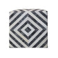 18" Dark Gray and Ivory Hair on Hide Cube Geometric Pouf Ottoman