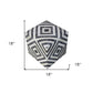 18" Dark Gray and Ivory Hair on Hide Cube Geometric Pouf Ottoman