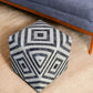 18" Dark Gray and Ivory Hair on Hide Cube Geometric Pouf Ottoman