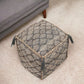 18" Natural Gray And Taupe Jute Cube Trellis Pouf Ottoman