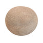 20" Beige Wool Round Ribbed Pouf Ottoman