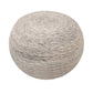 20" Gray Wool Round Ribbed Pouf Ottoman