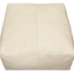 22" Ivory Leather Pouf Ottoman