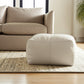 22" Ivory Leather Pouf Ottoman