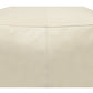 22" Ivory Leather Pouf Ottoman