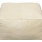 22" Ivory Leather Pouf Ottoman