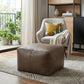 22" Gray Brown Distressed Leather Pouf Ottoman