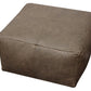 22" Gray Brown Distressed Leather Pouf Ottoman
