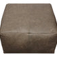 22" Gray Brown Distressed Leather Pouf Ottoman