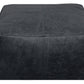 22" Black Distressed Leather Pouf Ottoman