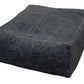 22" Black Distressed Leather Pouf Ottoman