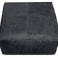 22" Black Distressed Leather Pouf Ottoman