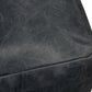 22" Black Distressed Leather Pouf Ottoman