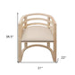 Ivory and Natural Upholstered Linen Curved Back Dining Arm Chair