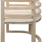 Ivory and Natural Upholstered Linen Curved Back Dining Arm Chair