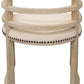 Ivory and Natural Upholstered Linen Curved Back Dining Arm Chair