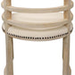 Ivory and Natural Upholstered Linen Curved Back Dining Arm Chair