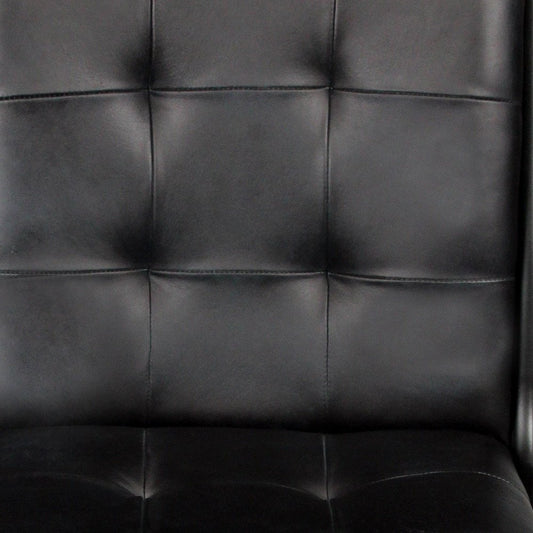 Tufted Black Upholstered Leather Dining Side Chair