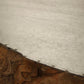 32" White and Natural Iron and Solid Wood Round Drum Coffee Table