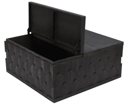 40" Dark Gray Solid Wood Square Distressed Solid Trunk Coffee Table