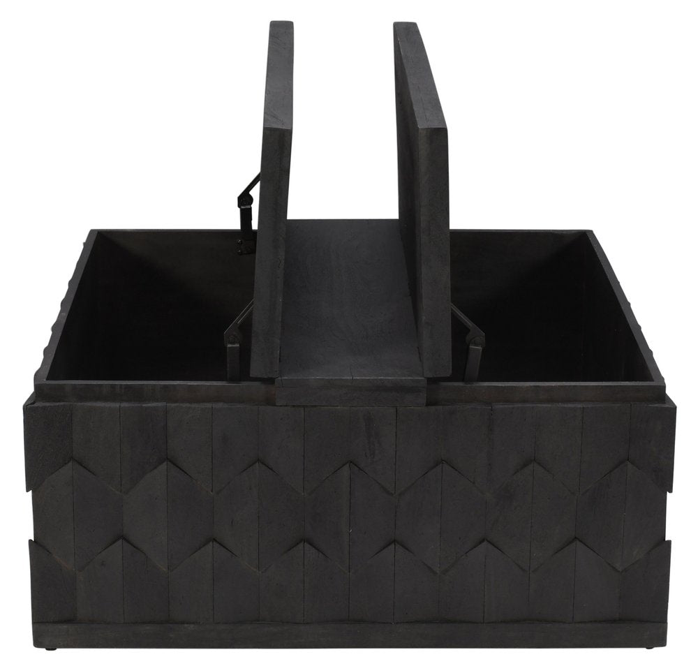 40" Dark Gray Solid Wood Square Distressed Solid Trunk Coffee Table