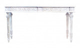 54" White Solid Wood Distressed Console Table