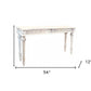 54" White Solid Wood Distressed Console Table