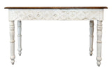 48" Natural and White Solid Wood Distressed Console Table