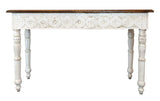 48" Natural and White Solid Wood Distressed Console Table