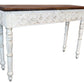 48" Natural and White Solid Wood Distressed Console Table