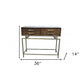 36" Brown and Brass Solid Wood Distressed Frame Console Table With Storage