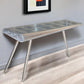 56" Silver Aluminum Three Leg Console Table