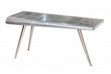 56" Silver Aluminum and Solid Wood Three Leg Console Table