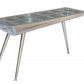 56" Silver Aluminum and Solid Wood Three Leg Console Table